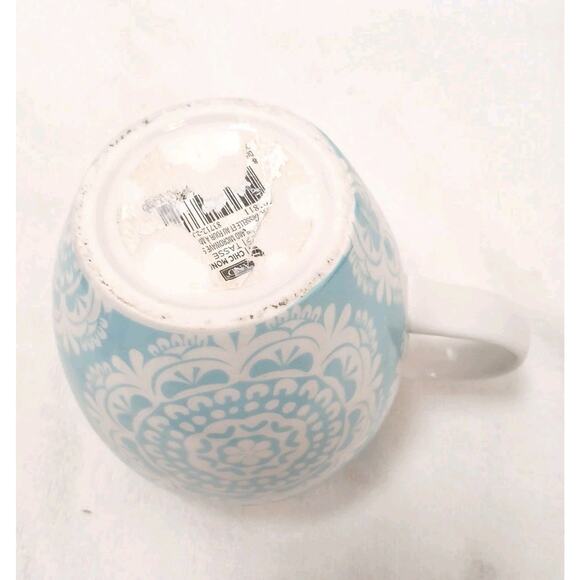 Anthropologie Homegrown Cup Light Blue Paisely Letter A Initial Tea Coffee Mug - Picture 6 of 8